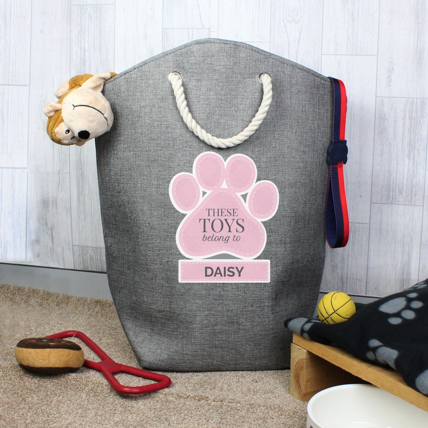 Personalised Pink Paw Print Storage Bag: 4 - Storage By Gift Moments