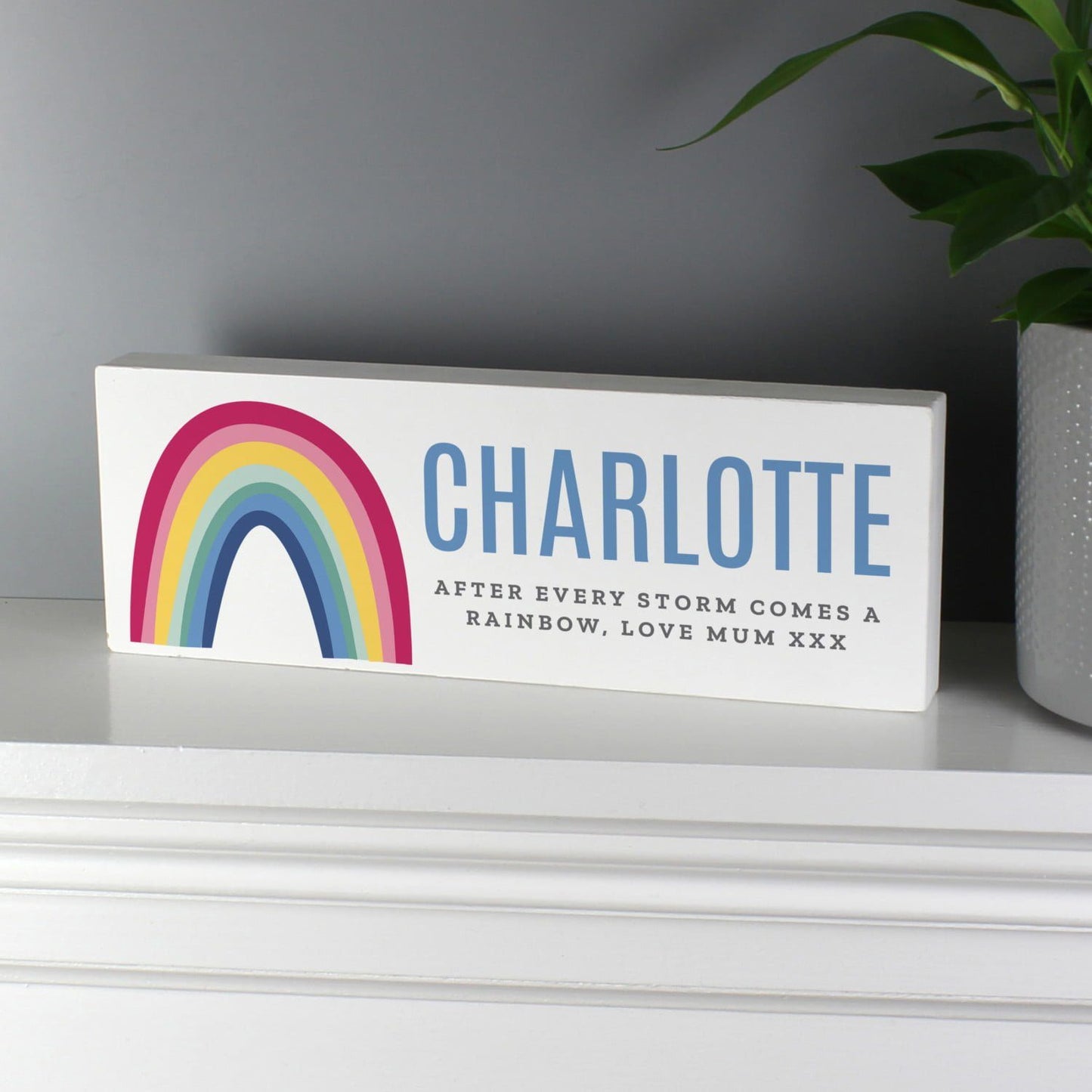Personalised Rainbow Wooden Block Sign: 5 - Signs & Plaques By Gift Moments