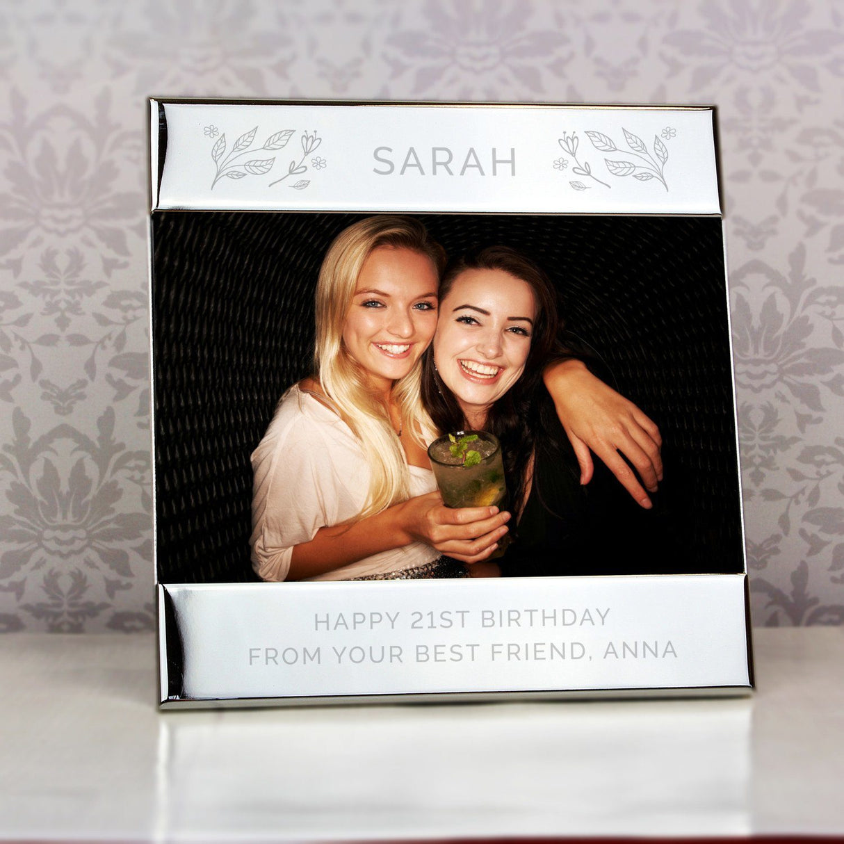 Silver Floral Square 6x4 Photo Frame - Gift Moments