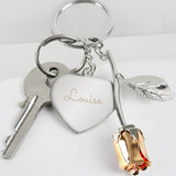 Silver Plated Name Rose Gold Rose Keyring - Gift Moments