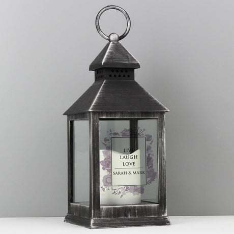 Personalised Soft Watercolour Rustic Black Lantern: 1 - LED Lighting By Gift Moments
