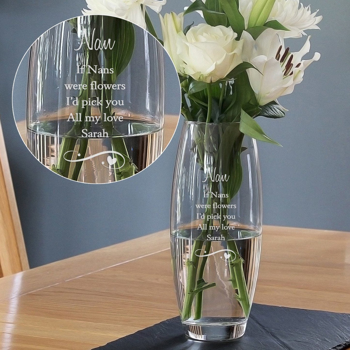 Personalised Swirls & Hearts Bullet Vase: 2 - Vases By Gift Moments