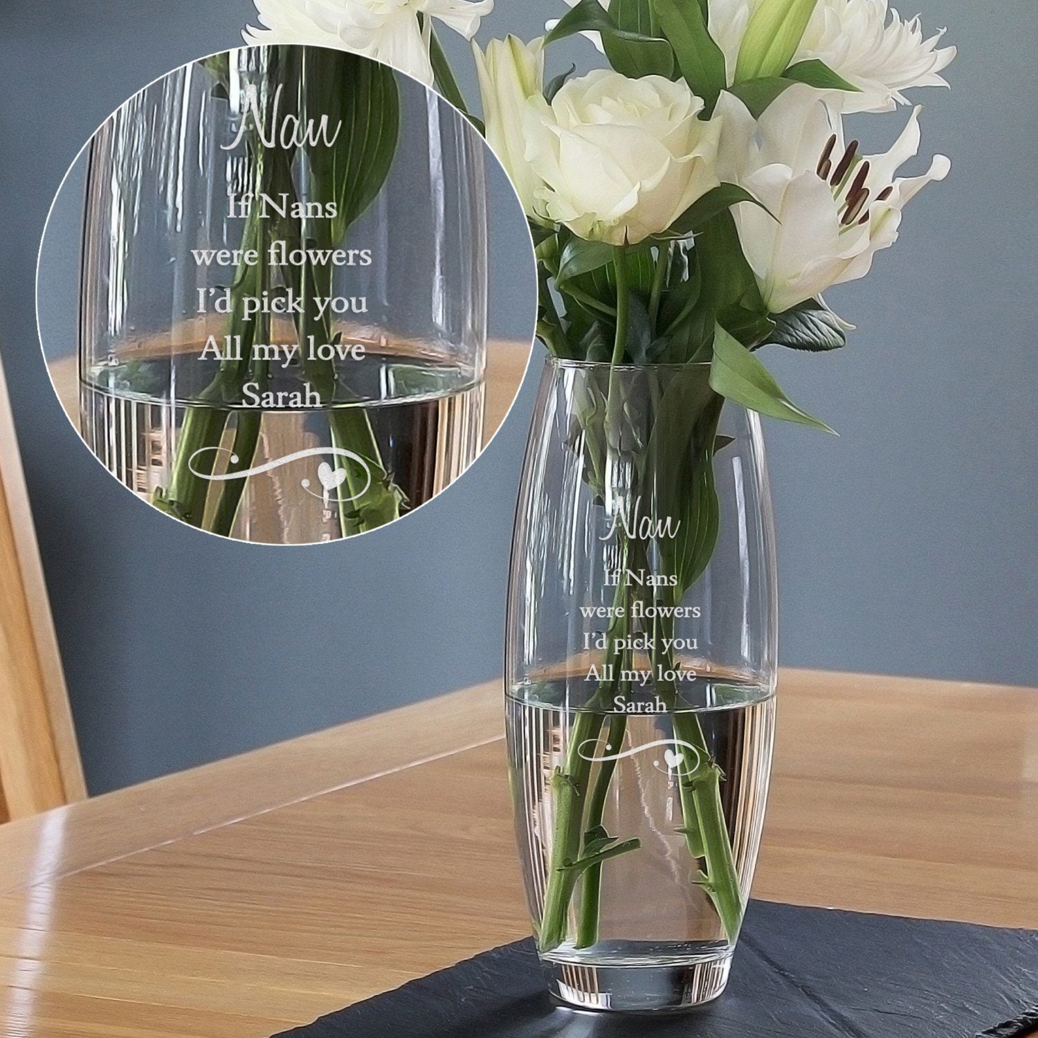 Personalised Swirls & Hearts Bullet Vase: 2 - Vases By Gift Moments