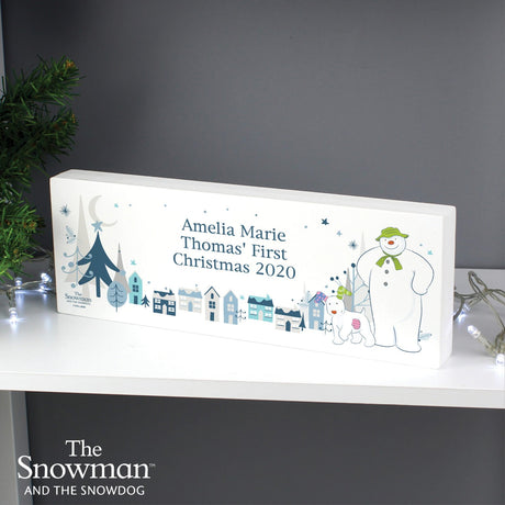 The Snowman and the Snowdog Wooden Block Sign - Gift Moments