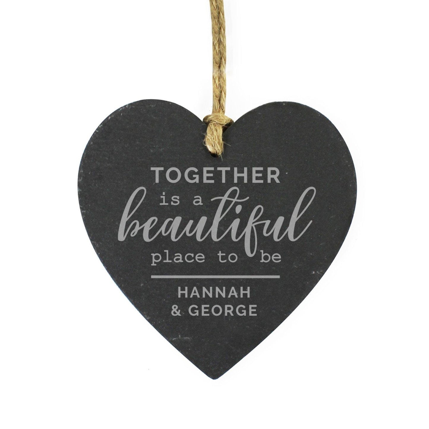 Personalised Together Slate Heart Decoration: 3 - Decorations By Gift Moments