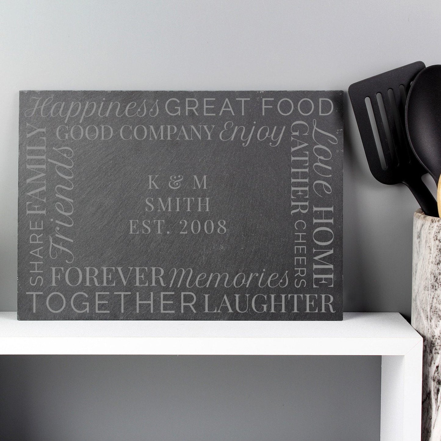 Personalised ’Together’ Slate Placemat: 2 - Placemats By Gift Moments