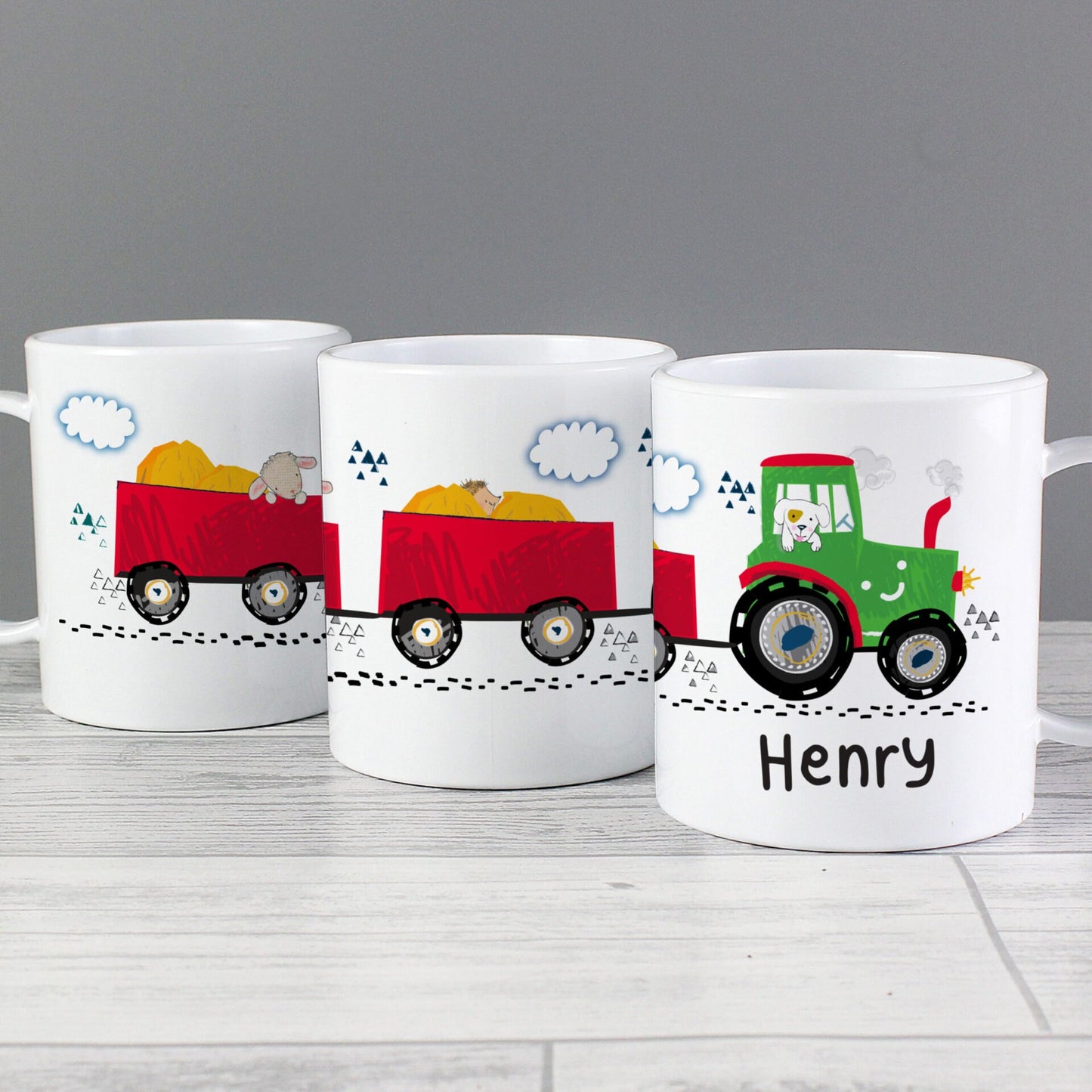 Personalised Tractor Plastic Mug: 3 - Plastic Mugs By Gift Moments