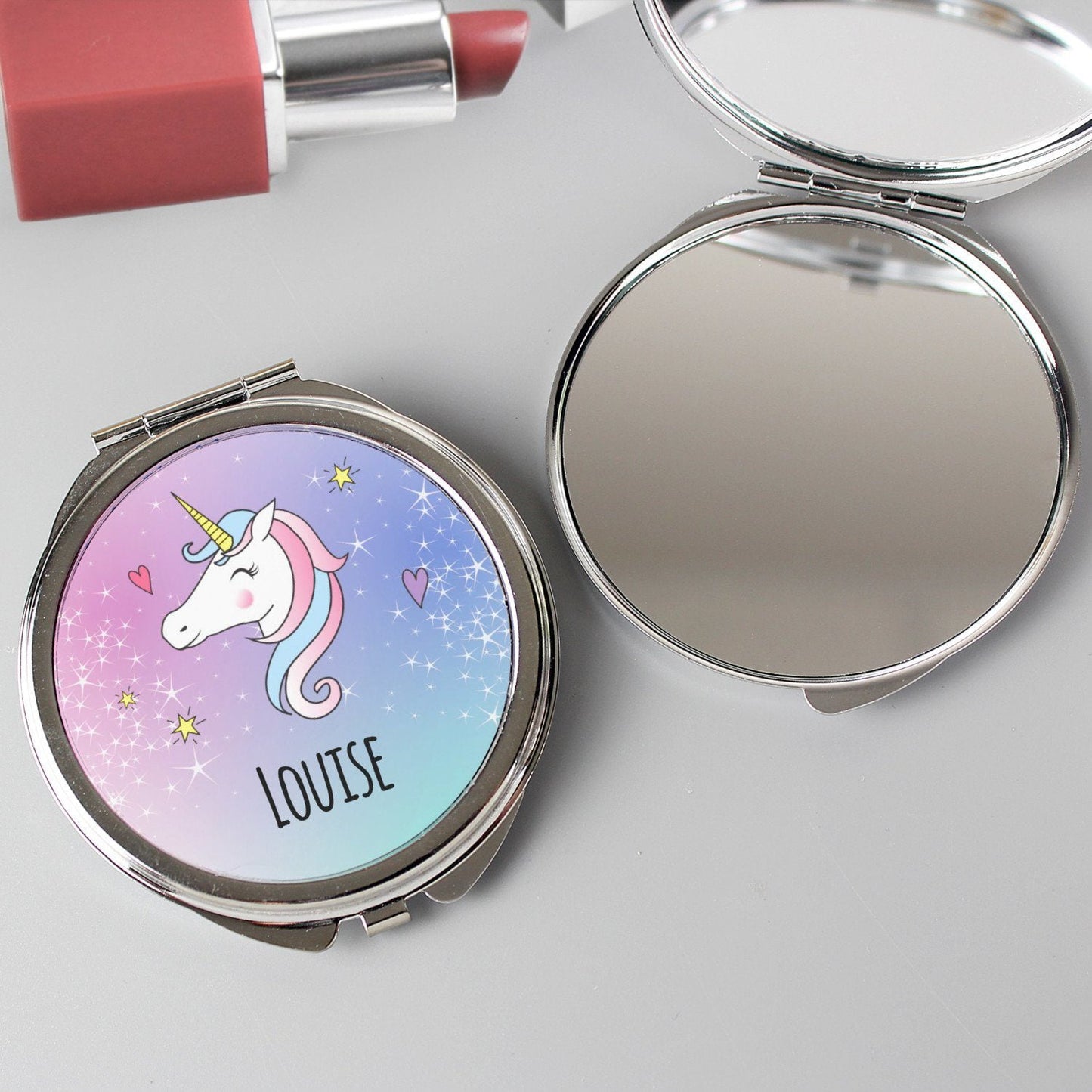 Personalised Unicorn Compact Mirror: 2 - Compact Mirrors By Gift Moments