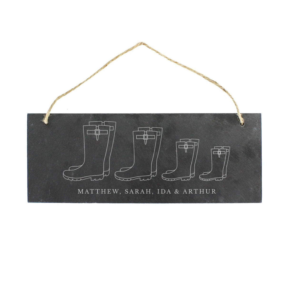 Welly Boot Family of Four Hanging Slate Plaque - Gift Moments