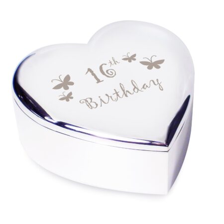 16th Butterflies Heart Trinket Box: 3 - Trinket Boxes By Gift Moments