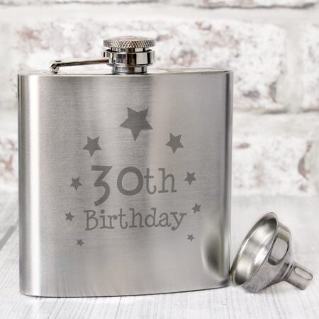 30th Birthday Hip Flask: 1 - Hip Flasks By Gift Moments