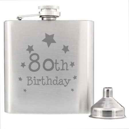 80th Birthday Hip Flask: 3 - Hip Flasks By Gift Moments