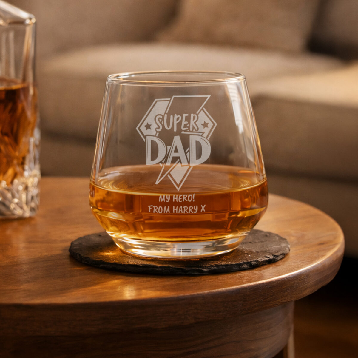 Personalised Super Dad Tumbler Glass