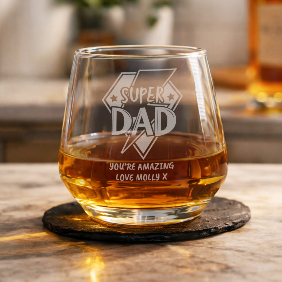 Personalised Super Dad Tumbler Glass