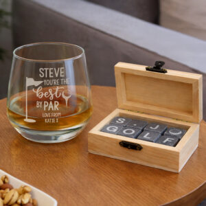 Personalised Best By Par Glass & Whisky Stones