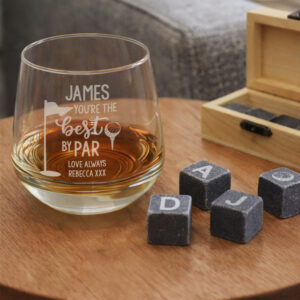 Personalised Best By Par Glass & Whisky Stones