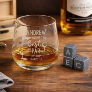 Personalised Best By Par Glass & Whisky Stones