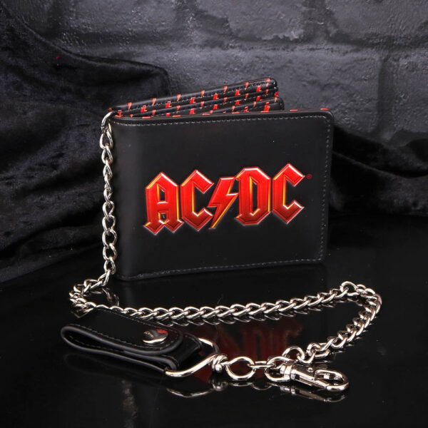 AC/DC Logo Leather Lightning Chained Wallet: 1 - Wallets By AC/DC