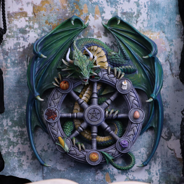 Anne Stokes Year of the Magical Dragon Pagan Wheel of the Year Wall Plaque: 1 - Wall Hanging Sculptures By Anne Stokes