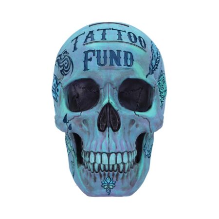 Aqua Blue Traditional Tribal Tattoo Fund Skull: 5 - Money Boxes By NN Designs