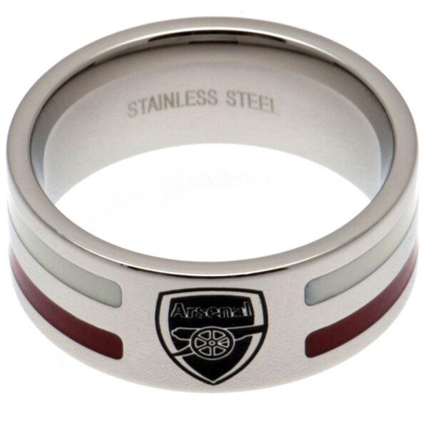 Arsenal FC Colour Stripe Ring Medium: 2 - Jewellery By Arsenal