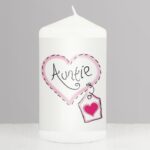 Auntie Heart Stitch Pillar Candle: 1 - Candles By Gift Moments