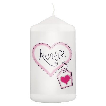 Auntie Heart Stitch Pillar Candle: 2 - Candles By Gift Moments