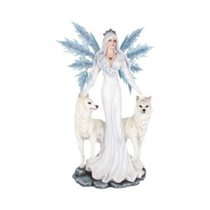 Aura Large Ice Fairy with Two Winter Wolf Companions Figurine: 2 - Figurines Extra Large (Over 50cm) By Gift Moments