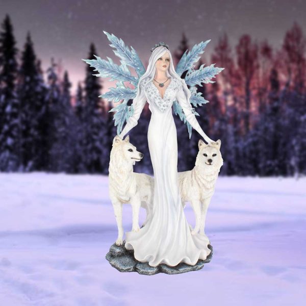 Aura Large Ice Fairy with Two Winter Wolf Companions Figurine: 1 - Figurines Extra Large (Over 50cm) By Gift Moments