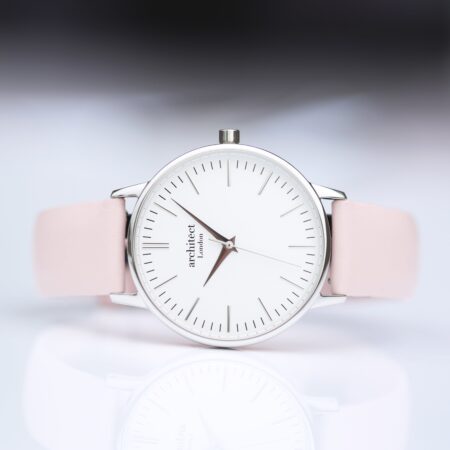 Bespoke Architect Blanc Watch Silver Light Pink Strap: 1 - Watches By Architect Watches