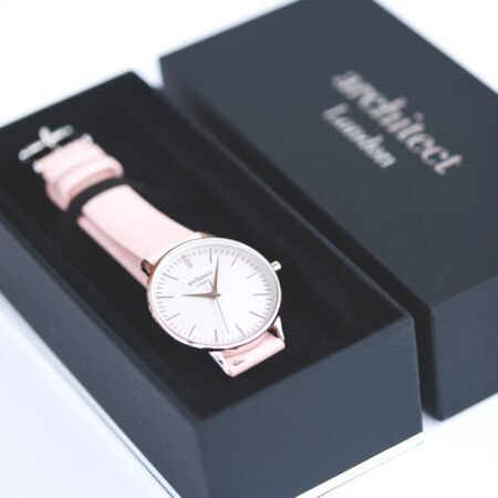 Bespoke Architect Blanc Watch Silver Light Pink Strap: 2 - Watches By Architect Watches