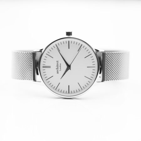 Bespoke ladies architect blanc watch silver mesh