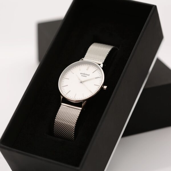 Bespoke Ladies Architect Blanc Watch Silver Mesh: 2 - Watches By Architect Watches