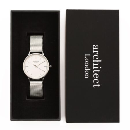 Bespoke ladies architect blanc watch silver mesh