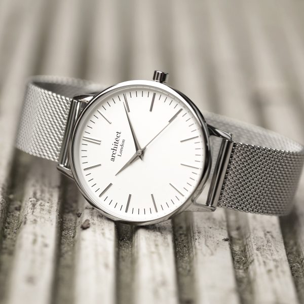 Bespoke Ladies Architect Blanc Watch Silver Mesh: 1 - Watches By Architect Watches
