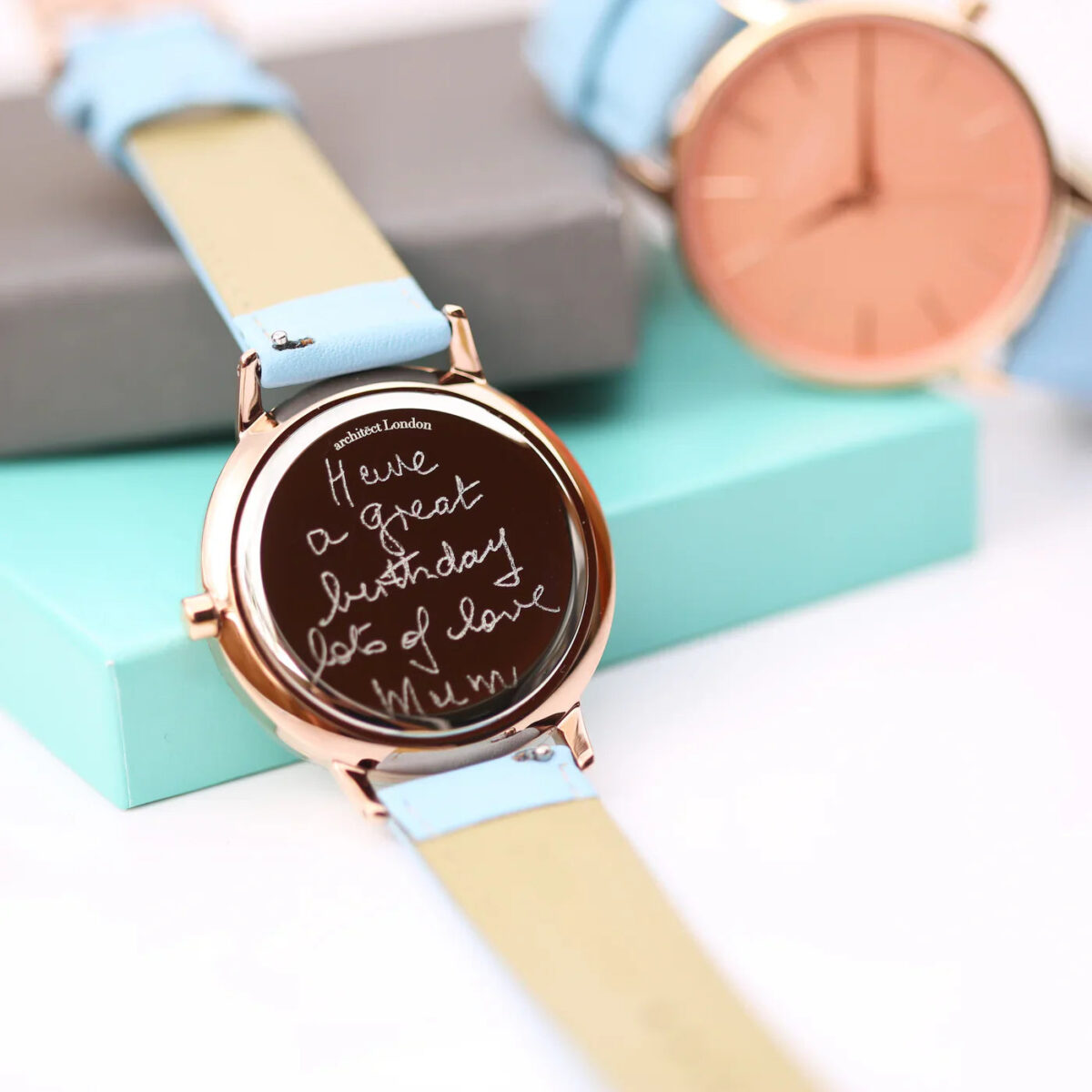 Bespoke ladies architect coral watch light blue