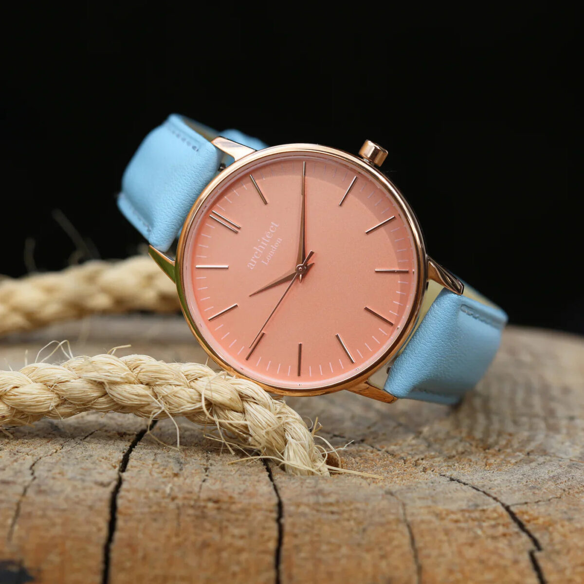 Bespoke ladies architect coral watch light blue