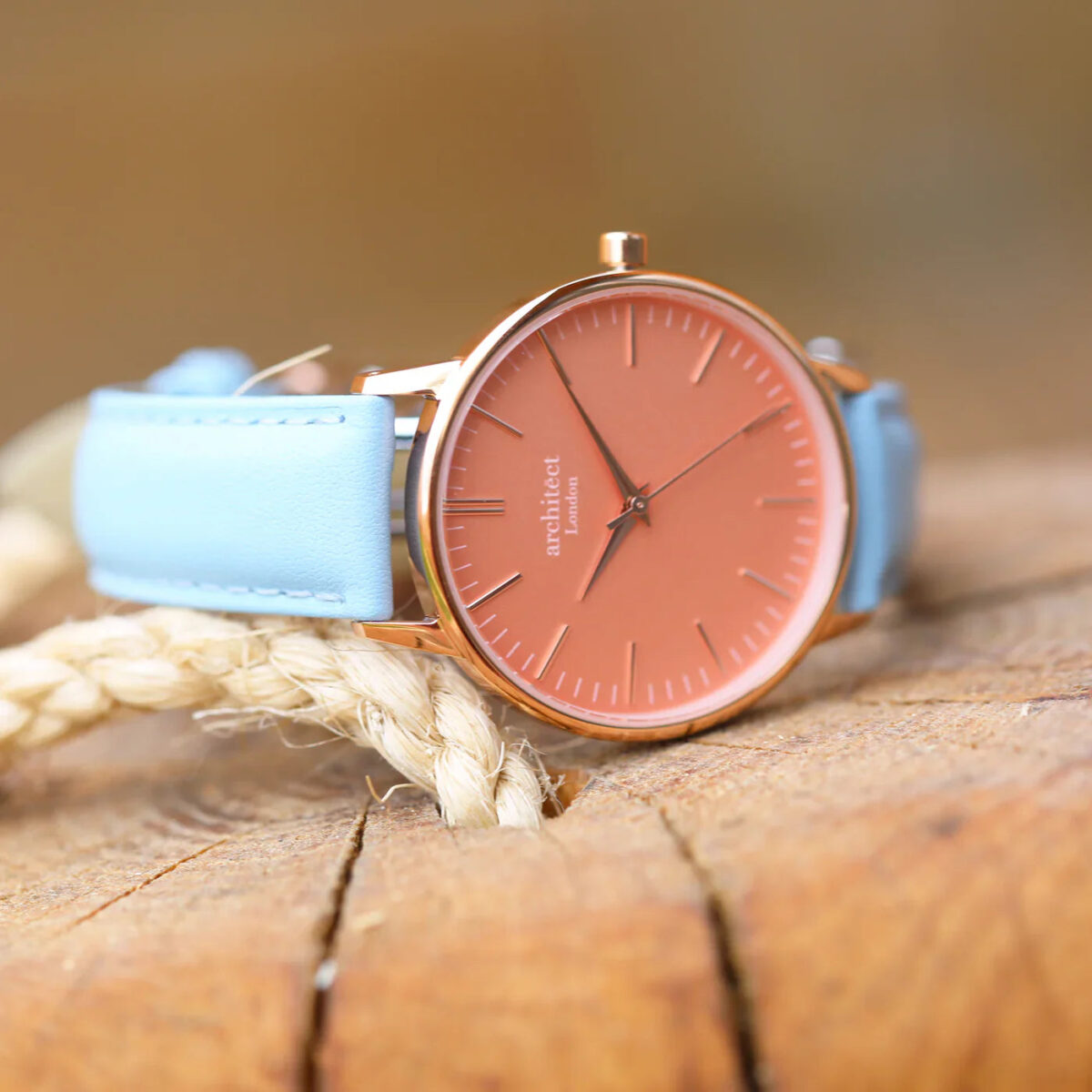 Bespoke ladies architect coral watch light blue