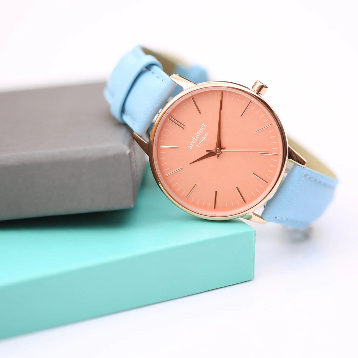 Bespoke ladies architect coral watch light blue