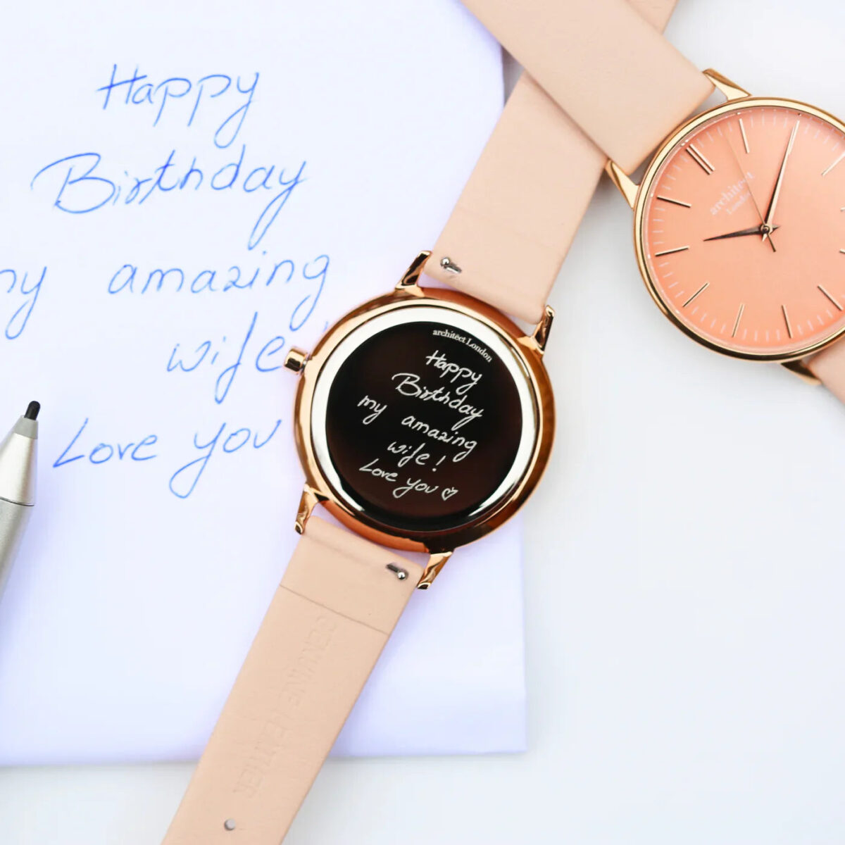 Bespoke ladies architect coral watch light pink