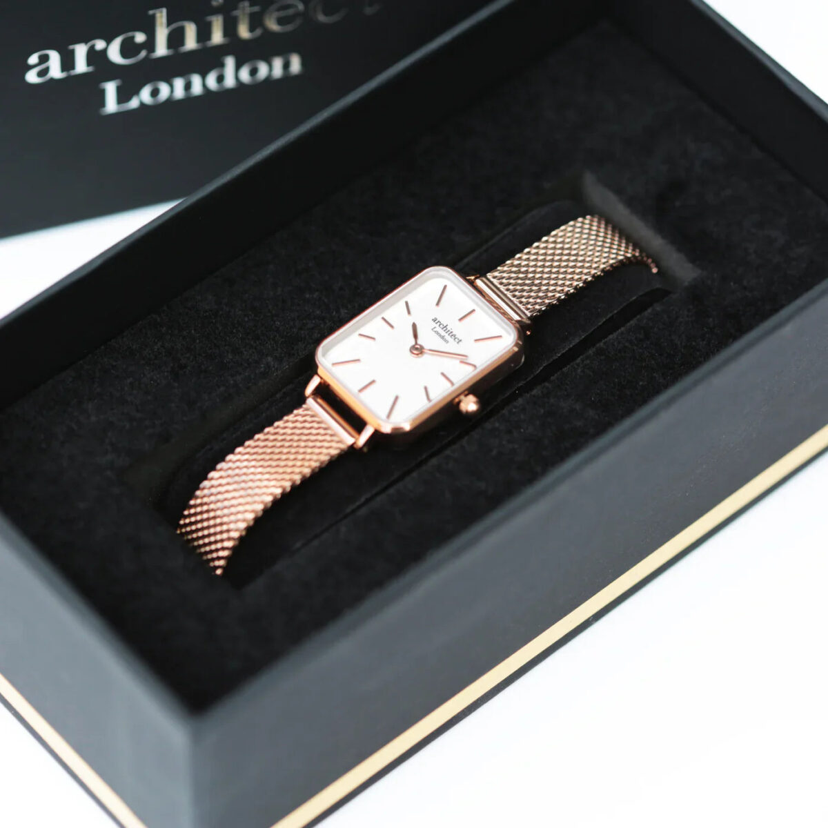 Bespoke ladies architect lille watch rose gold