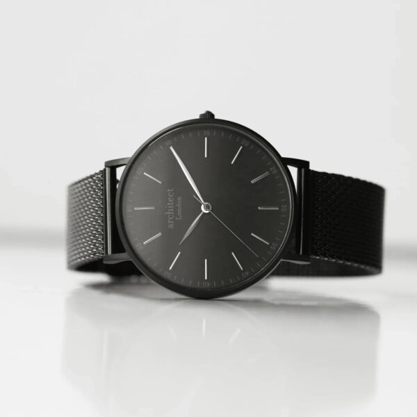 Bespoke Men’s Architect Minimalist Watch Pitch Black Mesh: 2 - Watches By Architect Watches