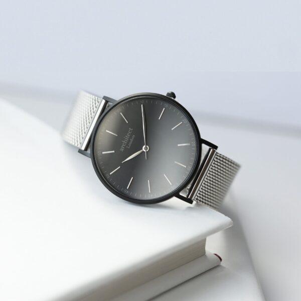 Bespoke Men’s Architect Minimalist Watch Silver Mesh: 2 - Watches By Architect Watches