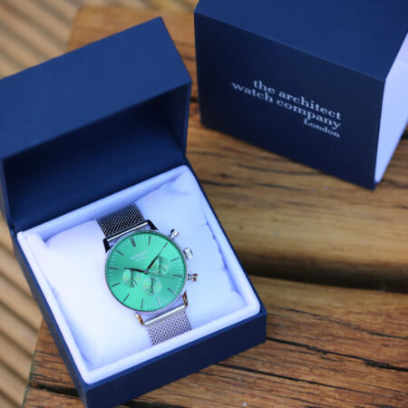 Bespoke mens architect motivator green silver