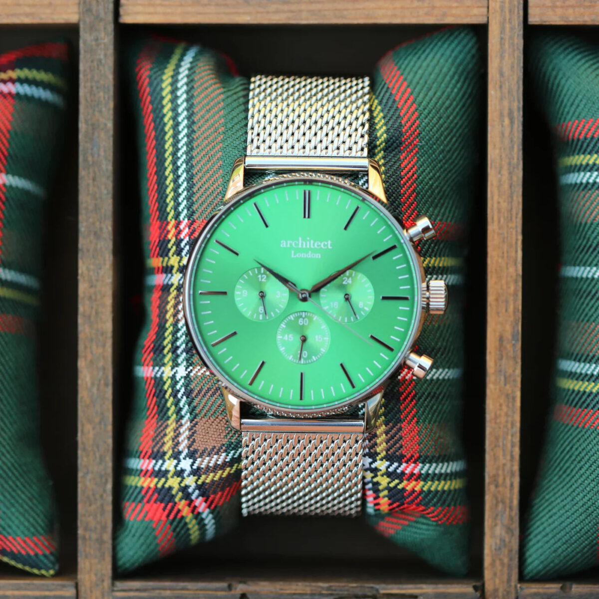 Bespoke mens architect motivator green silver