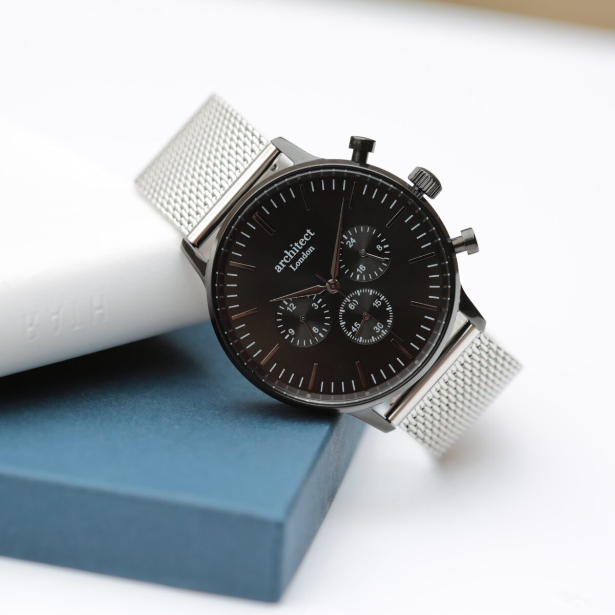 Bespoke mens architect motivator silver mesh
