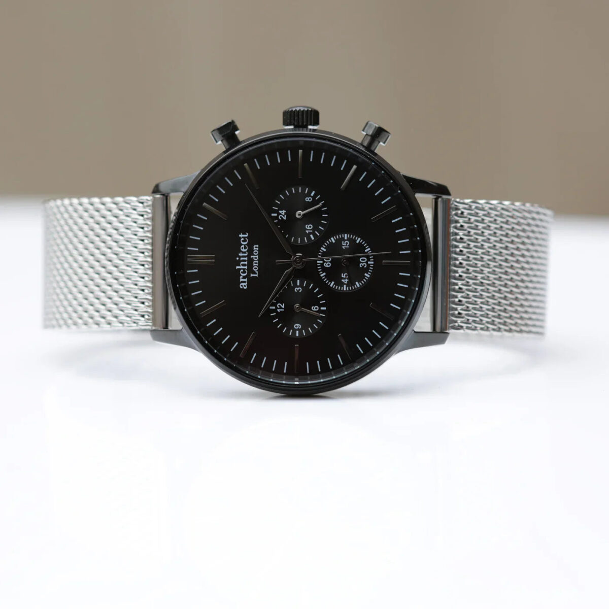 Bespoke mens architect motivator silver mesh