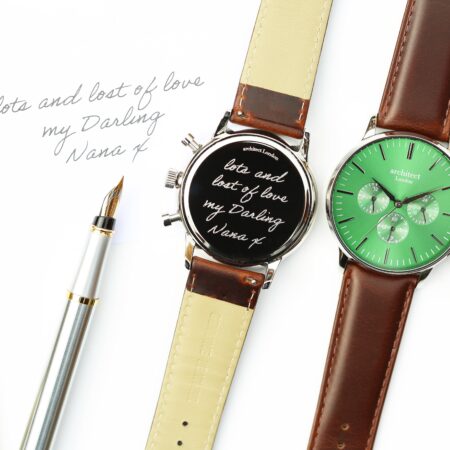 Bespoke mens architect motivator watch green walnut