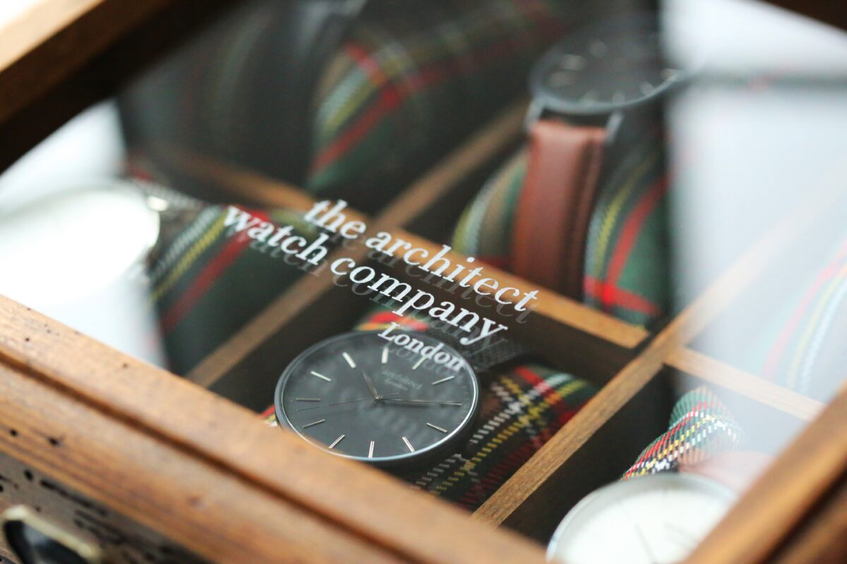 Bespoke mens architect zephyr black strap contactless payment watch