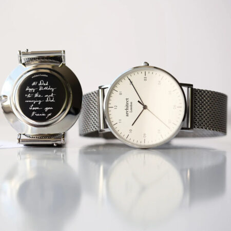 Bespoke mens architect zephyr watch silver mesh